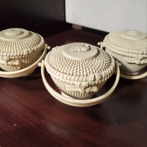 Nantucket Cream Decorative Baskets- Set of three.